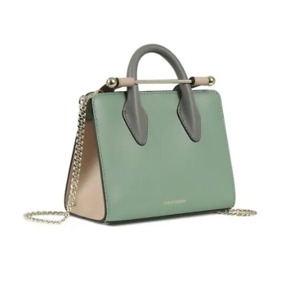 STRATHBERRY  Nano Colorblock Leather Tote - Sage Desert Slate